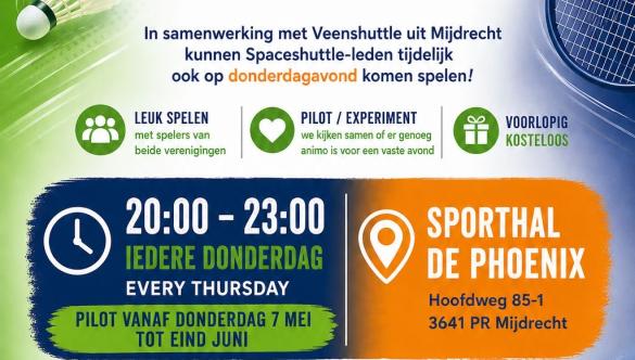Extra speelavond op donderdag in sporthal de Phoenix in Mijdrecht